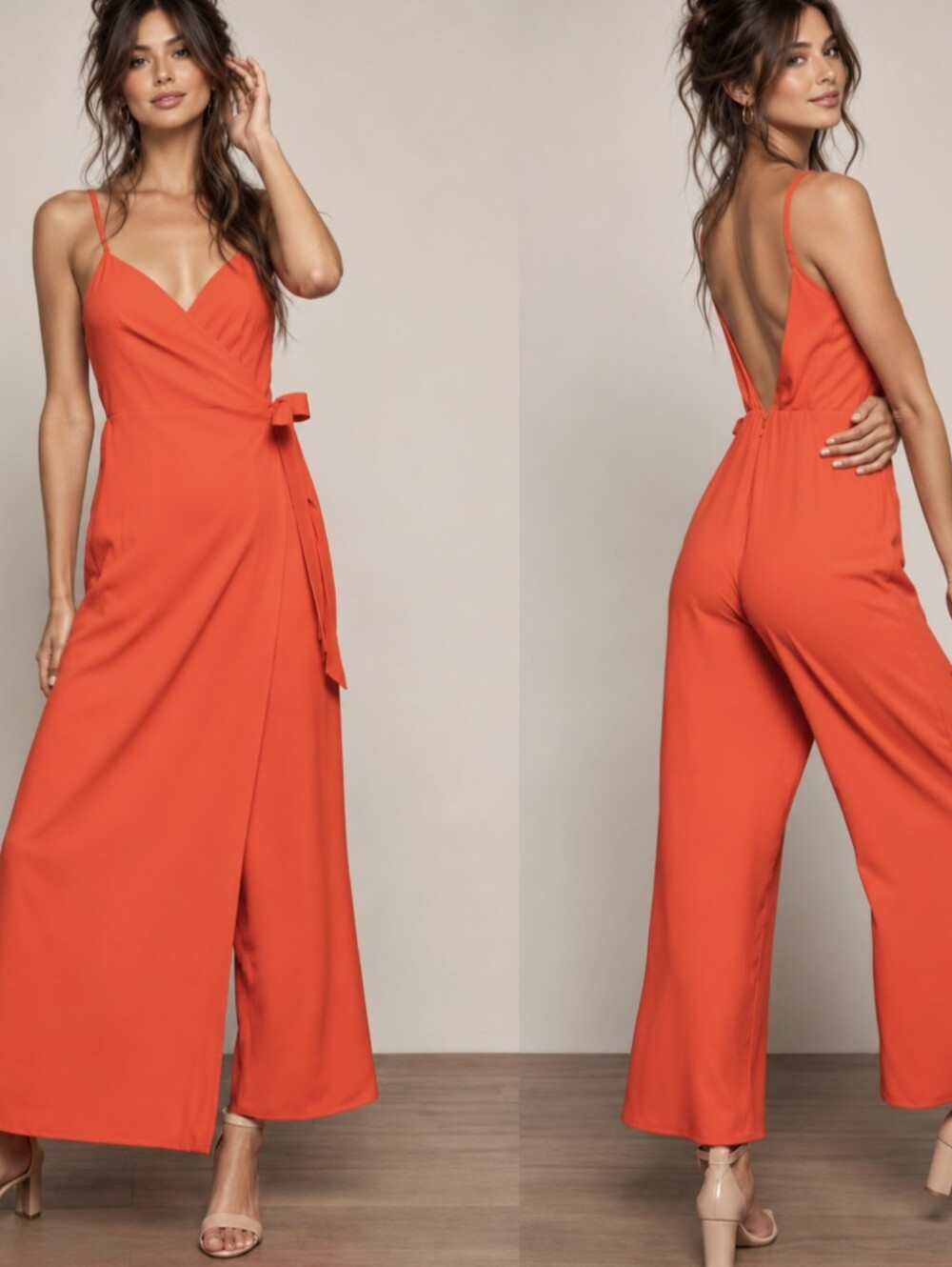 Show Me Your Mumu Daria red orange wrap jumpsuit Size Small NEW NWT